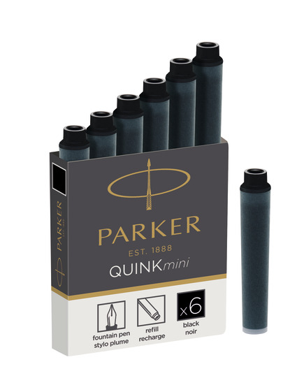 Naboje atramentowe czarne mini 6szt. Parker